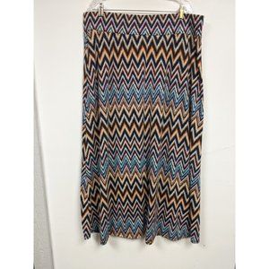 Joe B Size 2X Skirt Maxi Chevron Beige Blue Orange Purple Womens